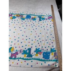 Vintage Riegel Baby Blanket 100% Cotton Animal Polka Dot White 30x40 USA Made